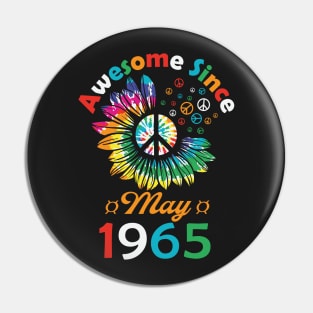 Funny Birthday Quote, Awesome Since May 1965, Retro Birthday Pin
