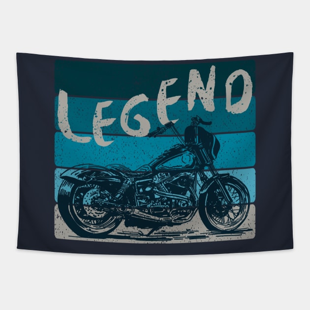 Vintage Motorcycle Fan Retro Legend Biker Tapestry by Artist Rob Fuller