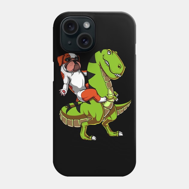 English Bulldog Riding T-Rex Dinosaur Phone Case by underheaven