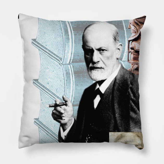 Sigmund Freud Collage Portrait Pillow by Dez53