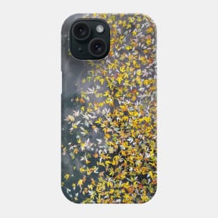 Golden autumn leaves falling on water Phone Case