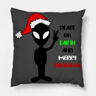 Aliens say peace on earth and merry Christmas Pillow