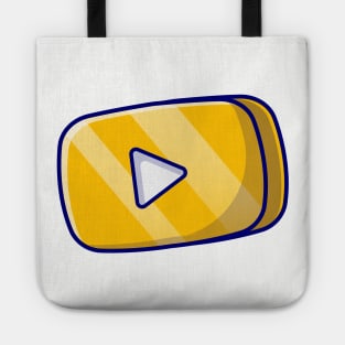 Gold Play Button in Rounded Rectangle Music Cartoon Vector Icon Illustration Tote