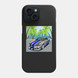 Paul walker's Skyline GTR R34 IN MIAMI Phone Case