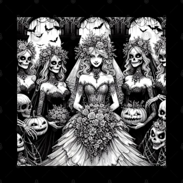 Halloween Bride and Bridesmaids by EverBride