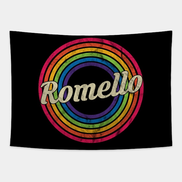 Romello - Retro Rainbow Faded-Style Tapestry by MaydenArt