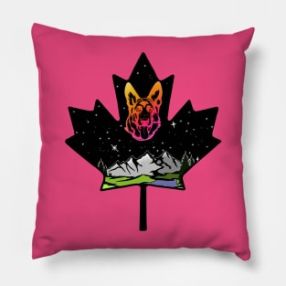 Canadian Maple Leaf German Shepherd - Pink/Orange Pillow