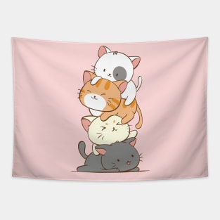 Meowtain Kawaii Cute Cat Stack Tapestry