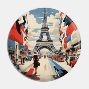 Paris Eiffel Tower France Vintage Poster Tourism Pin