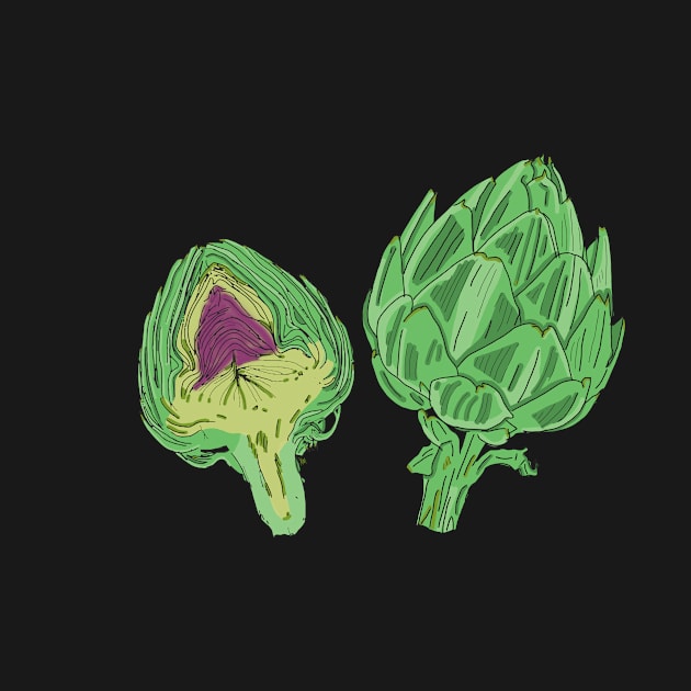 artichokes digital painting by Katherine Montalto