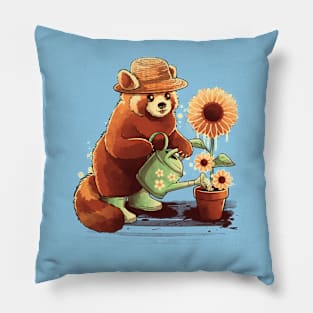 Red panda gardener Pillow