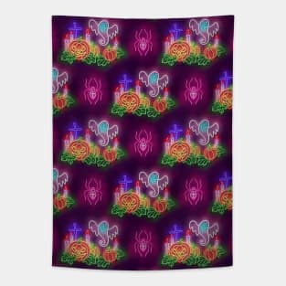 Neon Halloween design Tapestry