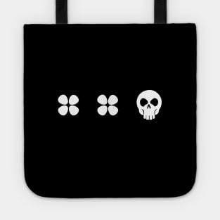 2 four leaf clovers 1 skull, 3 Icons (white color best for dark background) - ORENOB Tote