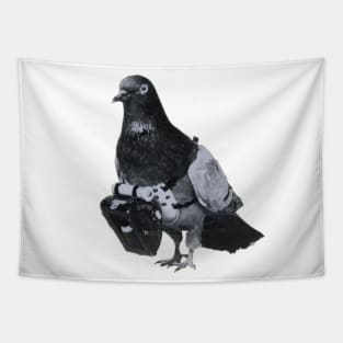 Flying Pigeon with Miniature Pigeon Camera Drone Photography Tapestry