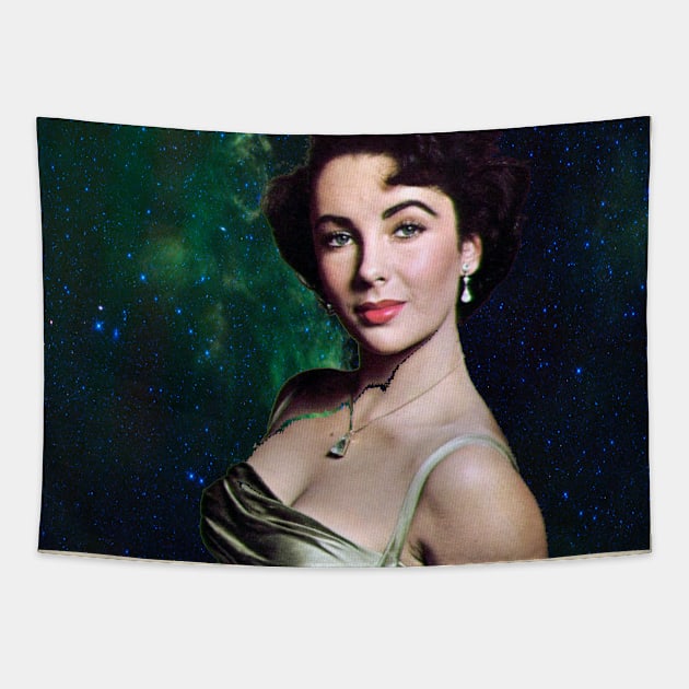 Elizabeth Taylor in Space: Starlight Starlets Tapestry by asimplefool