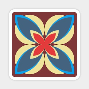 Red, Blue, Cream and Burgundy Modern Frangipani Magnet