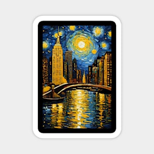 Starry night style New York city Magnet