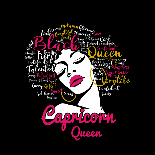 Capricorn Queen Funny Birthday Gift for Black Women Girl by easleyzzi