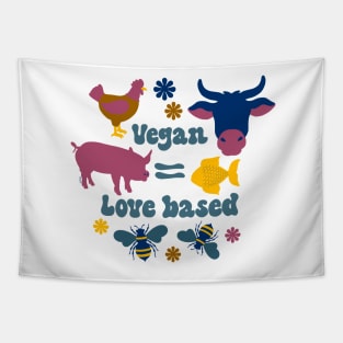 Vegan = Love Based - Forest Green Tapestry