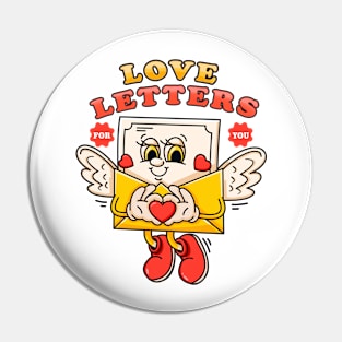 Love letters, cute cartoon character envelopes containing flying love letters Pin