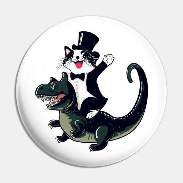 Happy cat riding a dinosaur vector funny design for cats and dinosaurs lovers Pin by RickandMorty