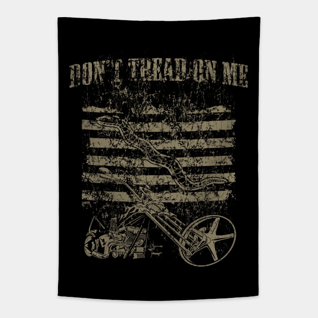Don’t Tread On Me Distressed Motorcycle Art Tapestry by hobrath
