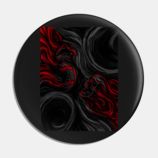 Skull & Snake (dark red) Pin by FattoAMano