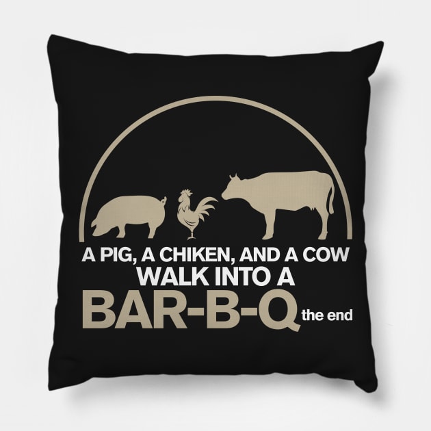 A Pig A Chicken And A Cow Walk Into A Bar-B-Q Funny Barbecue Pillow by GDLife