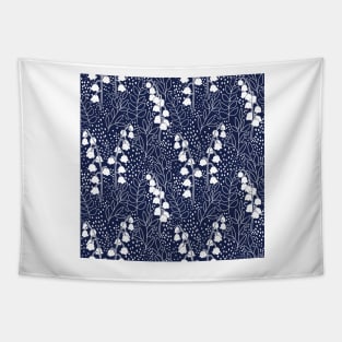 Lily of The Valley Pattern - Navy Blue Tapestry