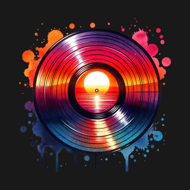 Watercolor Vinyl Record Sunset by The Jumping Cart
