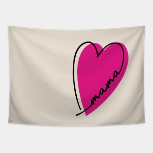 hot pink heart mama design line art heart letters mothers day gift for mom Tapestry