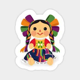 Mexican Doll, María. Mexican Otomi Doll. Traditional Mexican Rag Doll Magnet