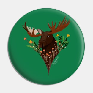 Moose in the Wildflowers Pin