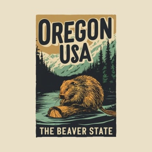 Vintage Retro Oregon USA Beaver T-Shirt
