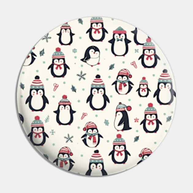 Christmas Penguin Pattern Pin by ArtFactoryAI