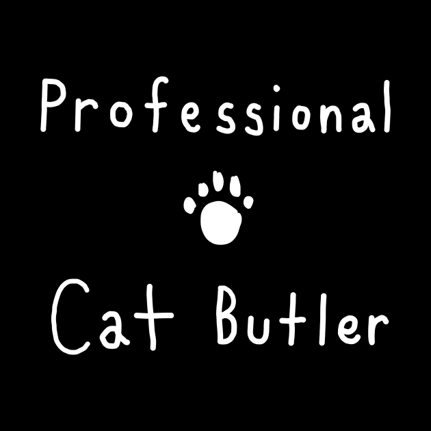 Professional Cat Butler Relaxed Handwritten Text Design with Paw Print by tanglednonsense