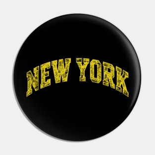 New York Varsity Yellow Text Pin