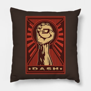 HODL Dash Coin: Propaganda style triumphant fist clutching a Dash coin Pillow