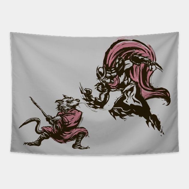 Ancient Ninja Duel Tapestry by djkopet