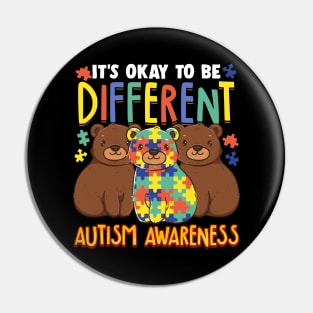 It's OK To Be Different Autism Awareness Bears Pin