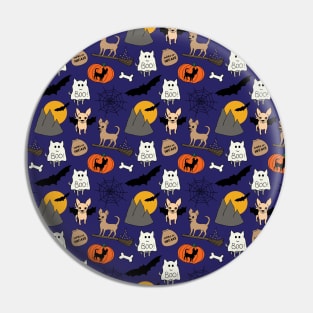 Halloween chihuahuas - navy Pin