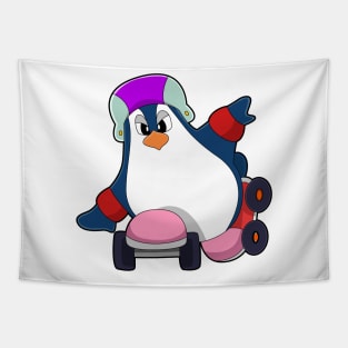 Penguin as Inline Skater with Inline Skates Tapestry