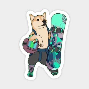 Snowboarding Shiba Magnet