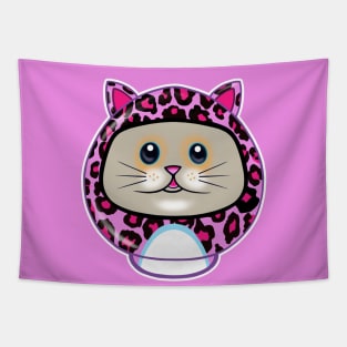 Cute Kitty Pink Leopard Print Daruma Doll Tapestry