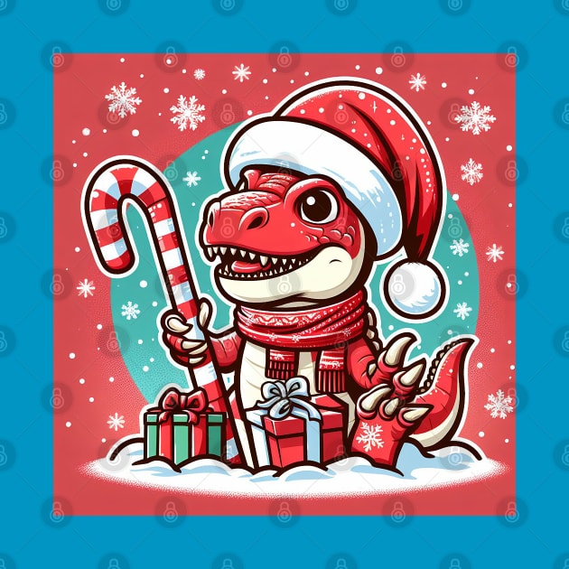 Red Christmas T-Rex by Sketchy