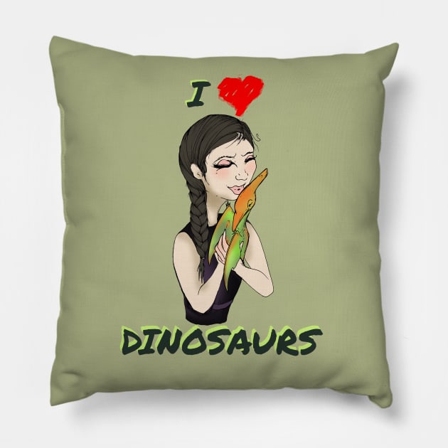 I Love Dinosaurs Pillow by Perryology101