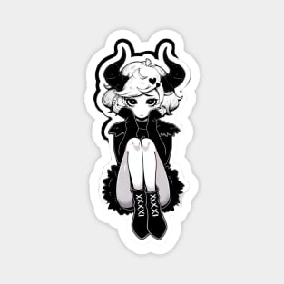 Black and White Adorable Demon Girl Magnet