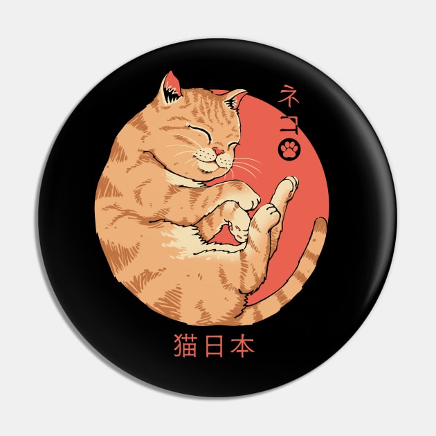 Japanese Cat Pin by Vincent Trinidad Art