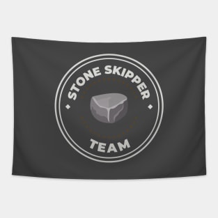 Stone skipping team logo Tapestry