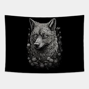 Dark Wolf Cottagecore Tapestry